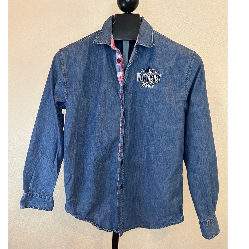 Vintage Disney Parks Walt Disney‎ World Denim Button Down Shirt Small